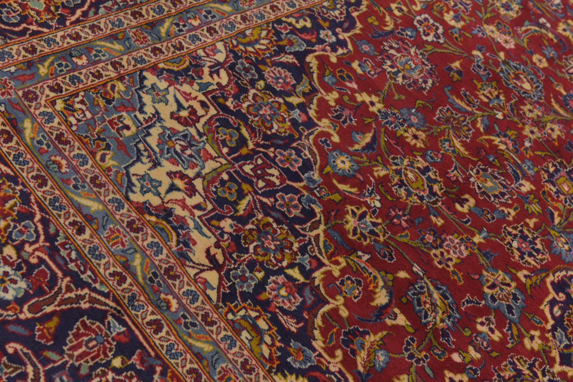 9' 8 x 13' 5 Hand Knotted Kashan Persian Wool Rug