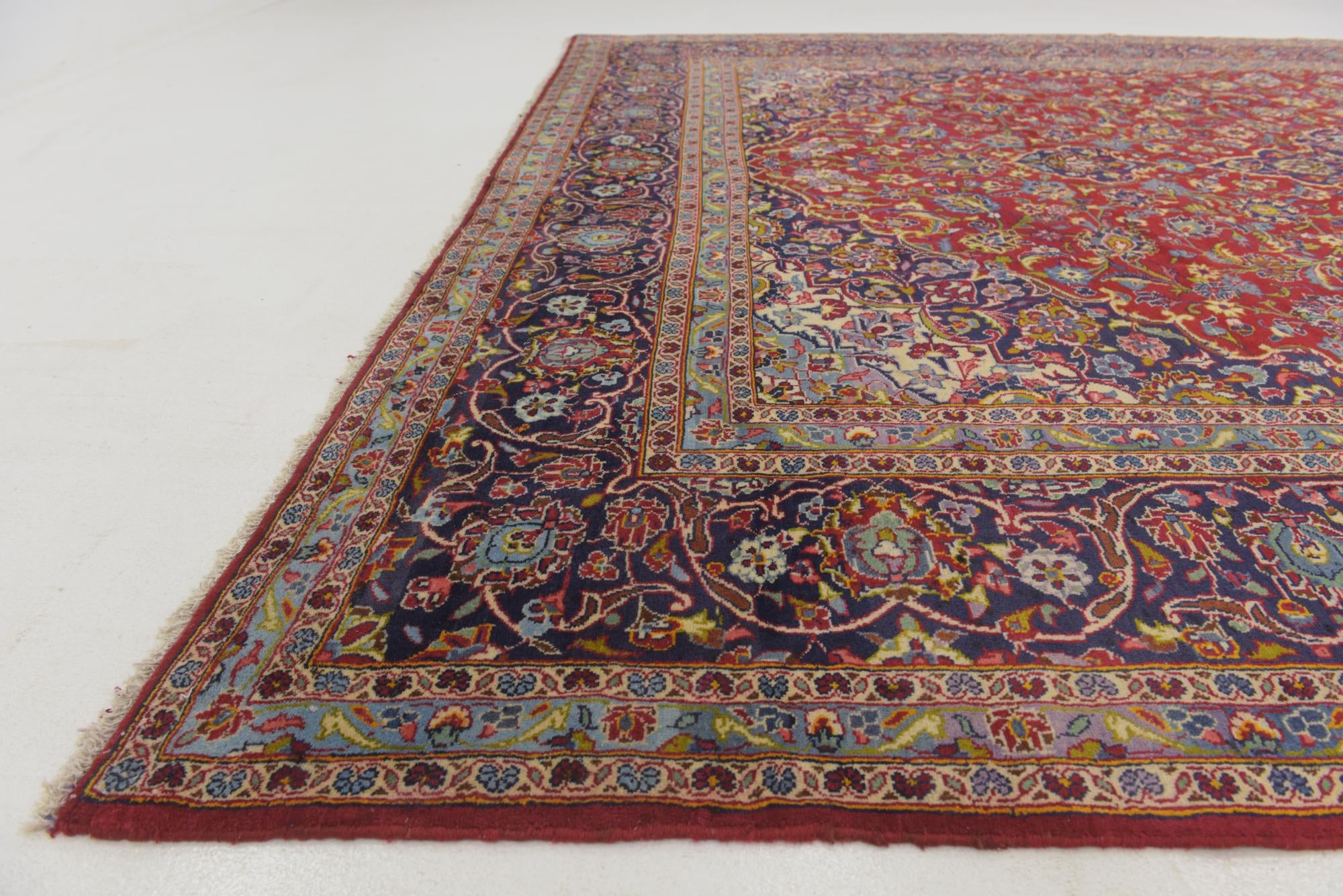 9' 8 x 13' 5 Hand Knotted Kashan Persian Wool Rug