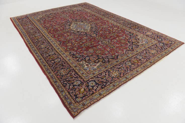Detail image of 8' 7 x 12' 3 Hand Knotted Kashan Persian Wool Rug
