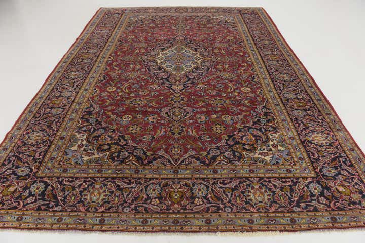 8' 7 x 12' 3 Hand Knotted Kashan Persian Wool Rug