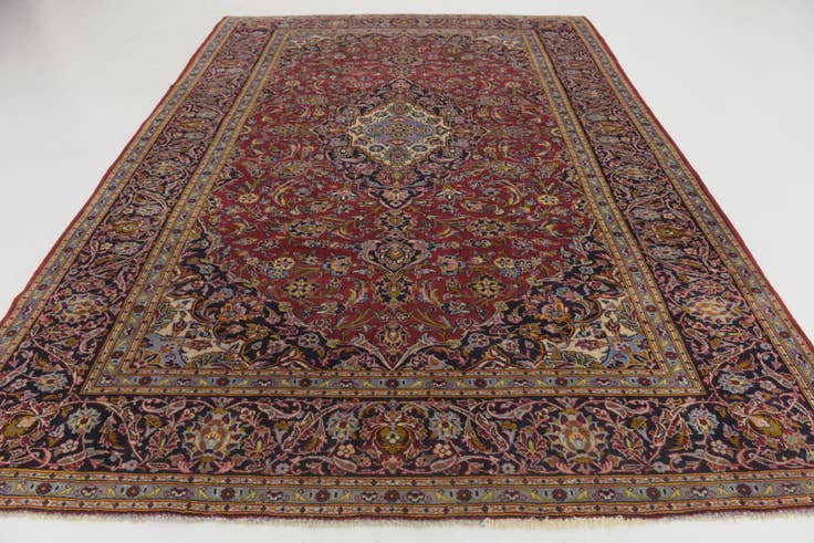 Detail image of 8' 7 x 12' 3 Hand Knotted Kashan Persian Wool Rug
