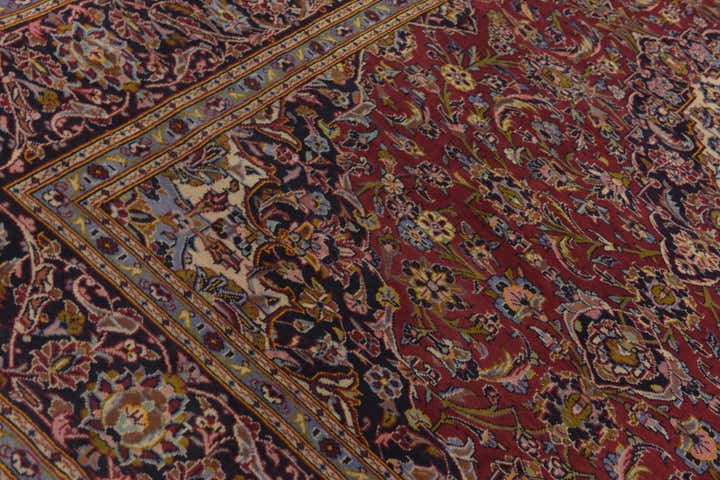 8' 7 x 12' 3 Hand Knotted Kashan Persian Wool Rug