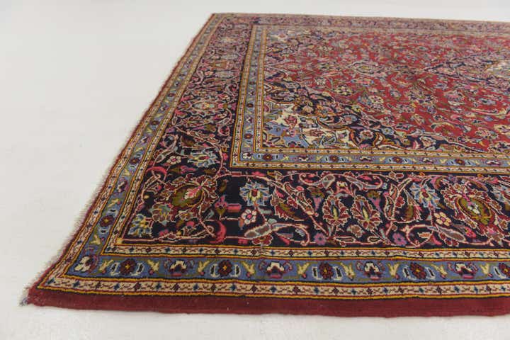 8' 7 x 12' 3 Hand Knotted Kashan Persian Wool Rug