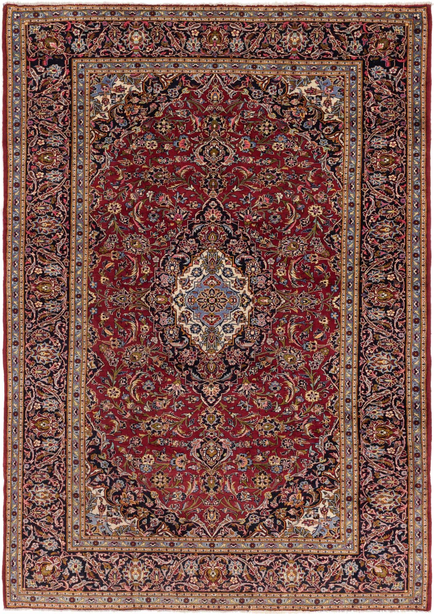 8' 7 x 12' 3 Hand Knotted Kashan Persian Wool Rug