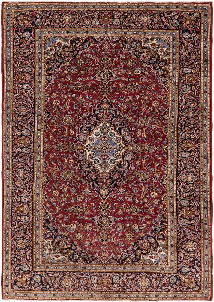 8' 7 x 12' 3 Hand Knotted Kashan Persian Wool Rug