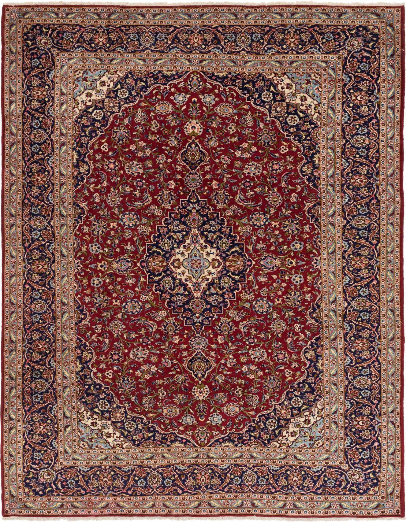 9' 7 x 14' 2 Hand Knotted Kashan Persian Wool Rug