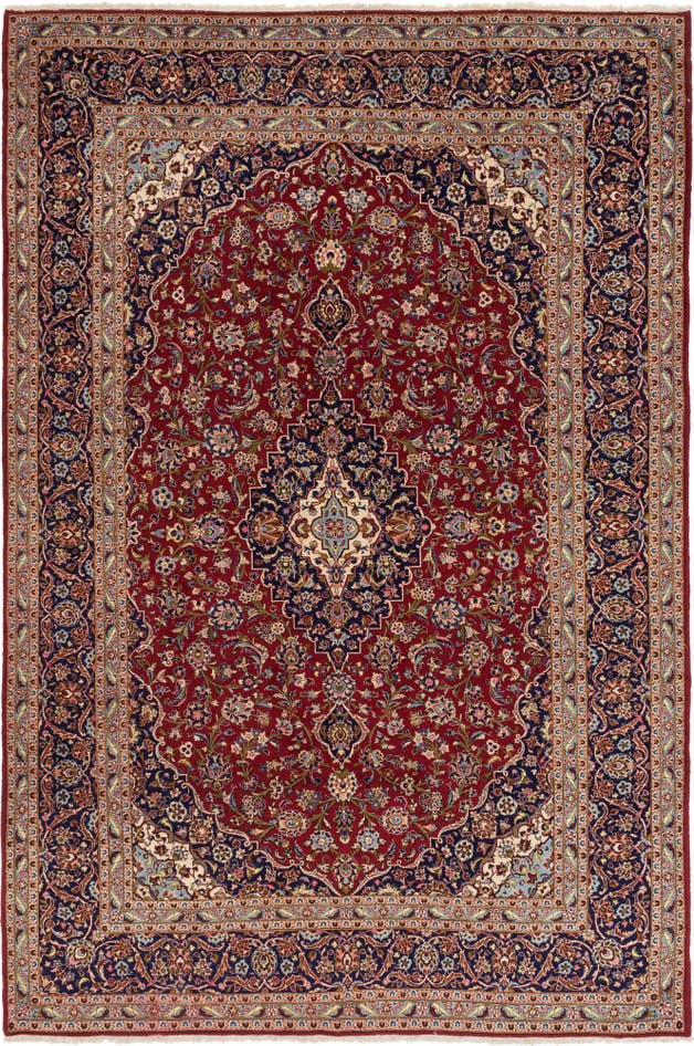 Detail image of 9' 7 x 14' 2 Hand Knotted Kashan Persian Wool Rug