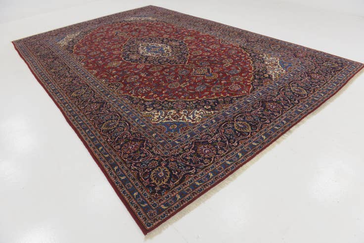 Detail image of 9' 10 x 14' 4 Hand Knotted Kashan Persian Wool Rug