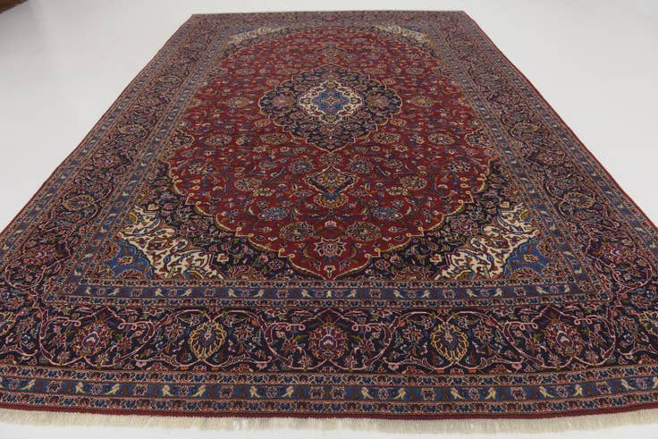 Detail image of 9' 10 x 14' 4 Hand Knotted Kashan Persian Wool Rug