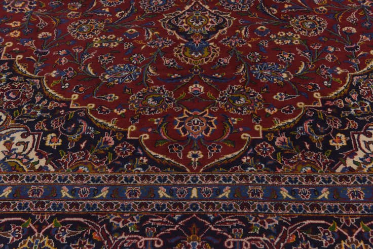 Detail image of 9' 10 x 14' 4 Hand Knotted Kashan Persian Wool Rug