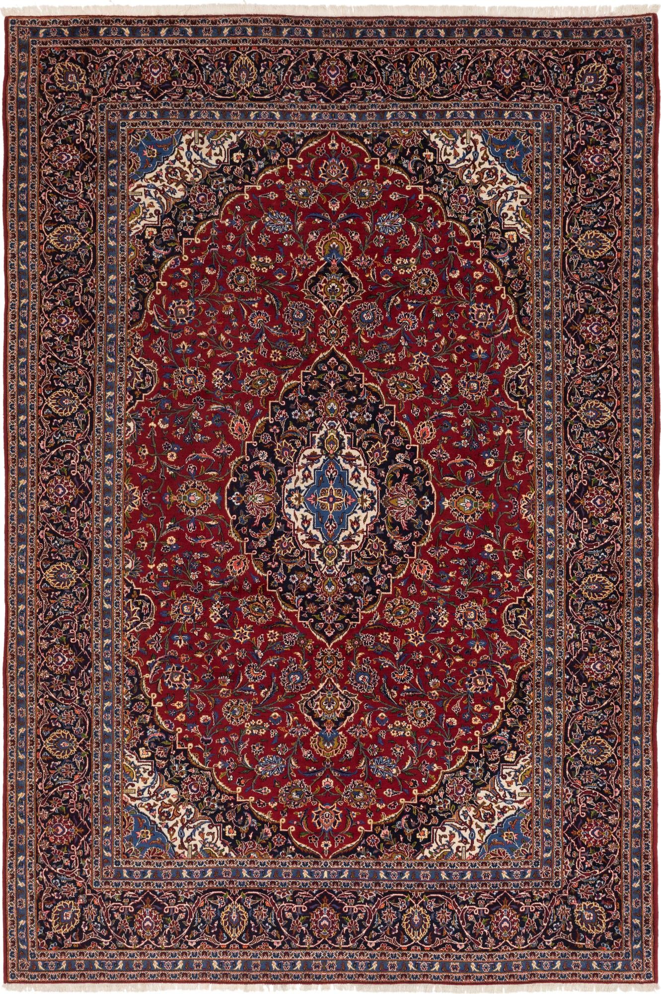 9' 10 x 14' 4 Hand Knotted Kashan Persian Wool Rug