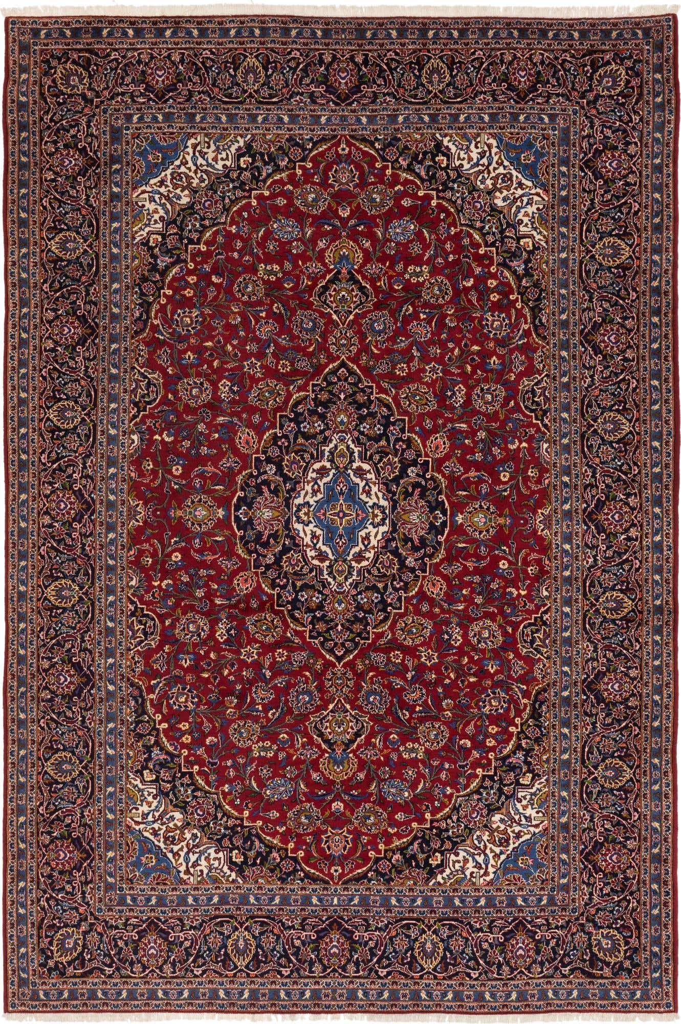 9' 10 x 14' 4 Hand Knotted Kashan Persian Wool Rug