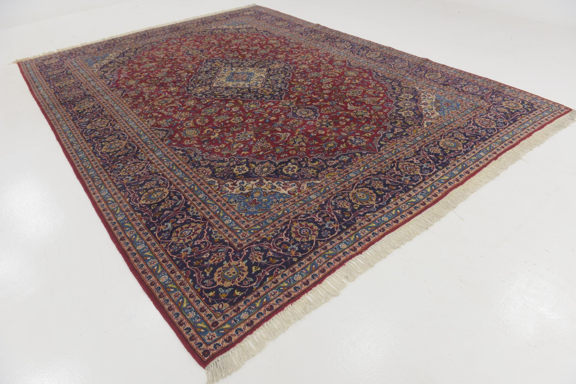 9' 9 x 13' 2 Hand Knotted Kashan Persian Wool Rug