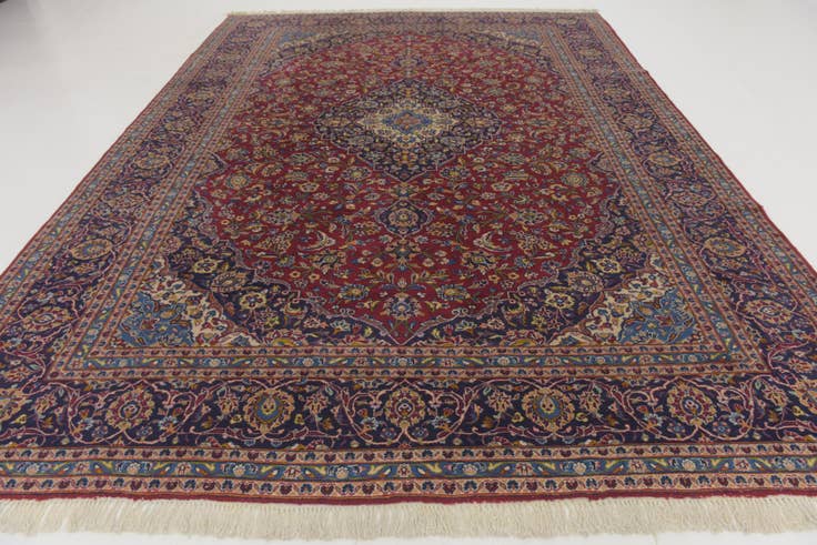 Detail image of 9' 9 x 13' 2 Hand Knotted Kashan Persian Wool Rug