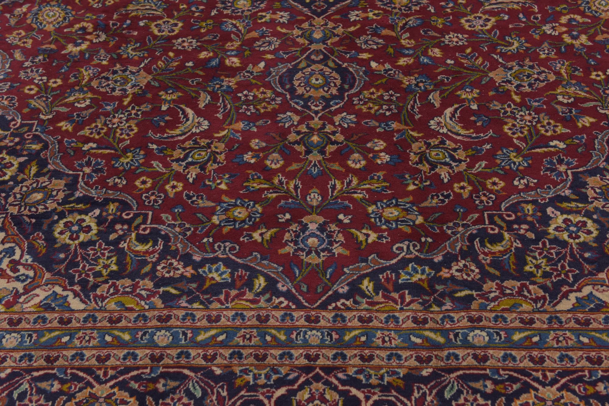 9' 9 x 13' 2 Hand Knotted Kashan Persian Wool Rug