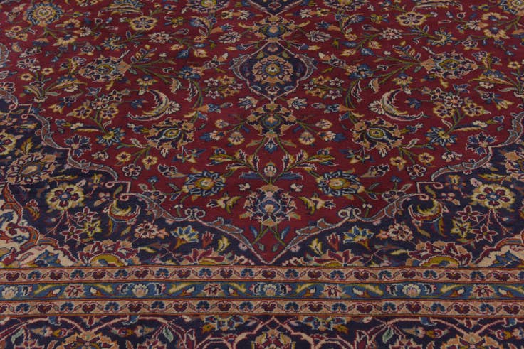 Detail image of 9' 9 x 13' 2 Hand Knotted Kashan Persian Wool Rug
