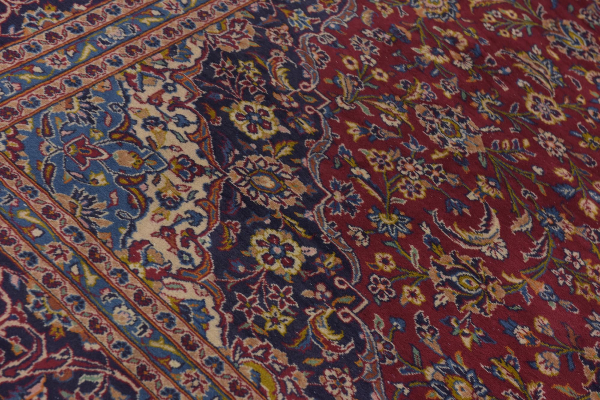 9' 9 x 13' 2 Hand Knotted Kashan Persian Wool Rug