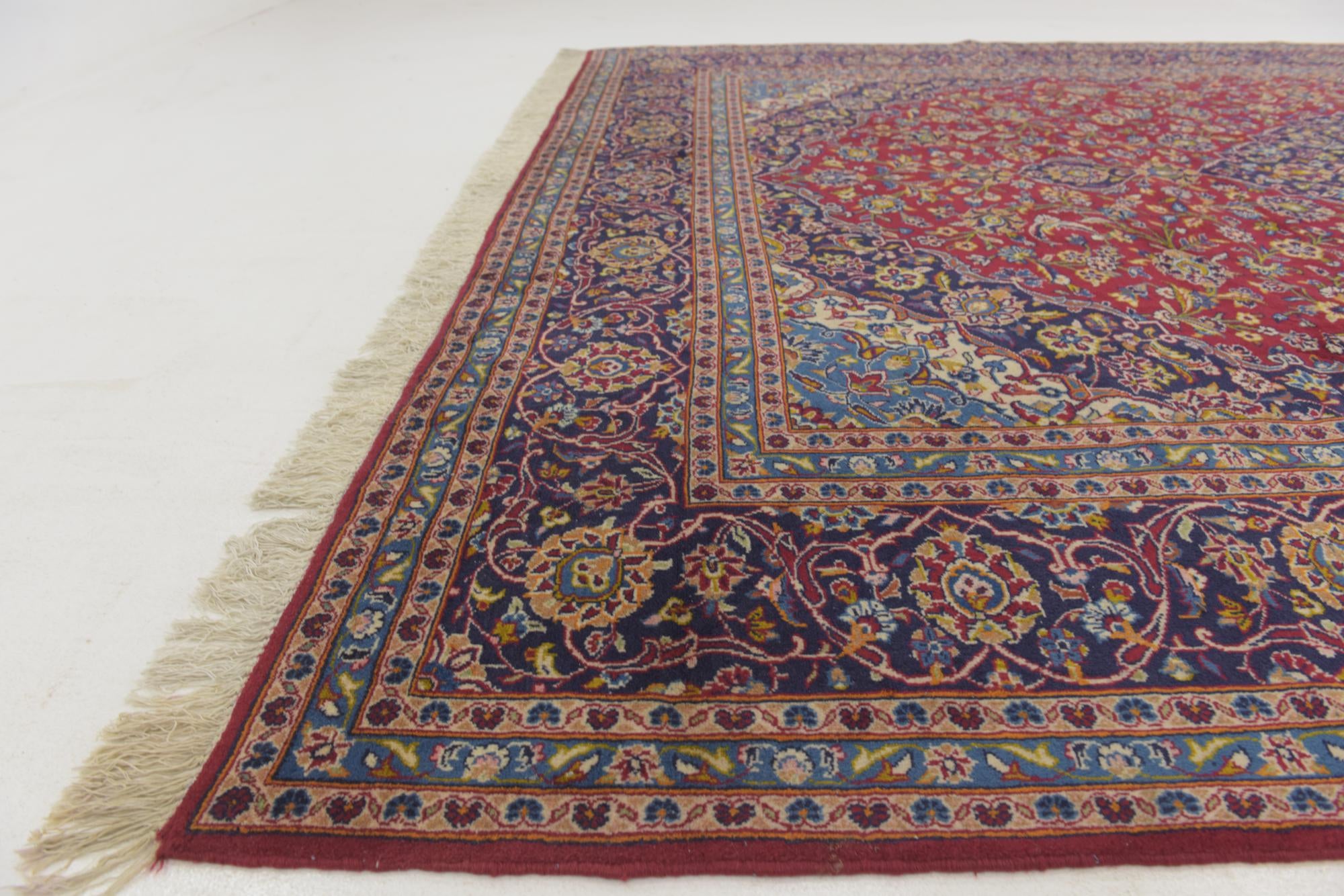 9' 9 x 13' 2 Hand Knotted Kashan Persian Wool Rug
