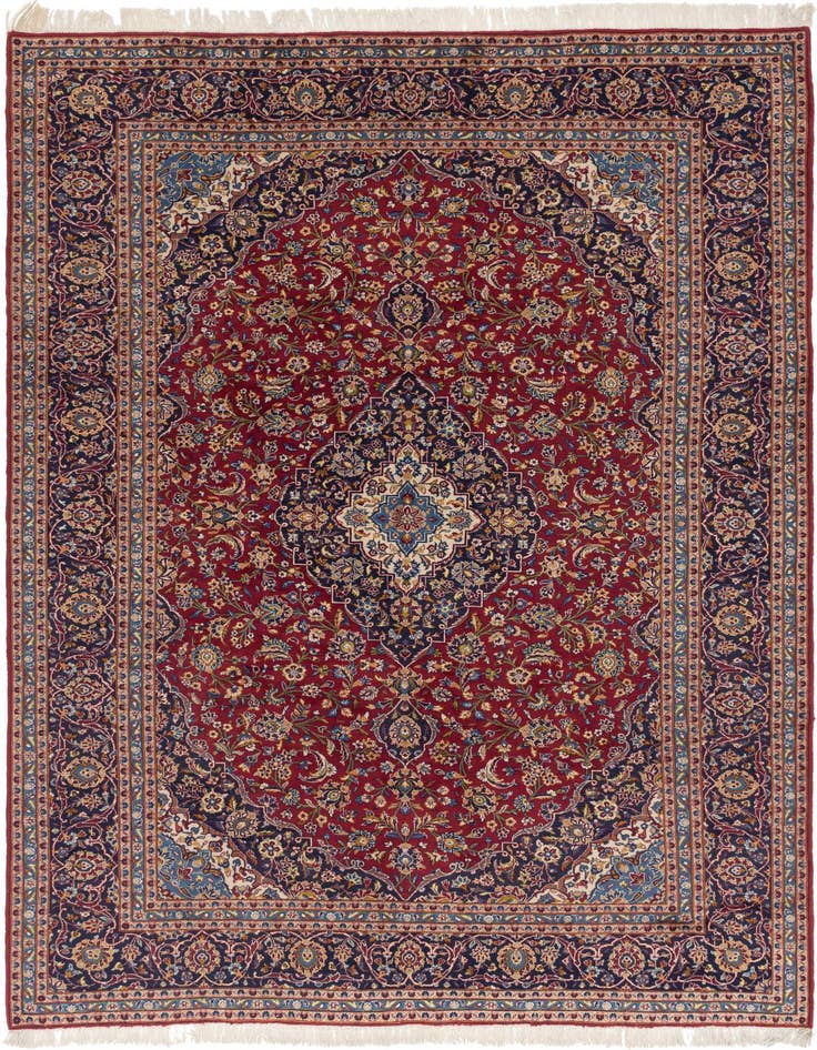 Detail image of 9' 9 x 13' 2 Hand Knotted Kashan Persian Wool Rug