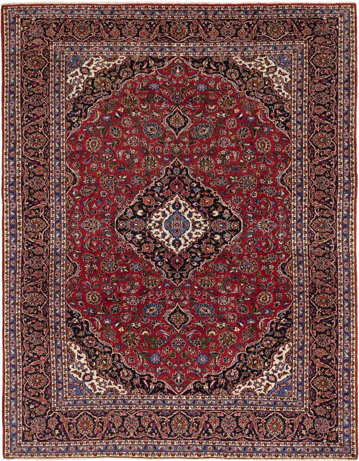 Detail image of 9' 9 x 13' 5 Hand Knotted Kashan Persian Wool Rug