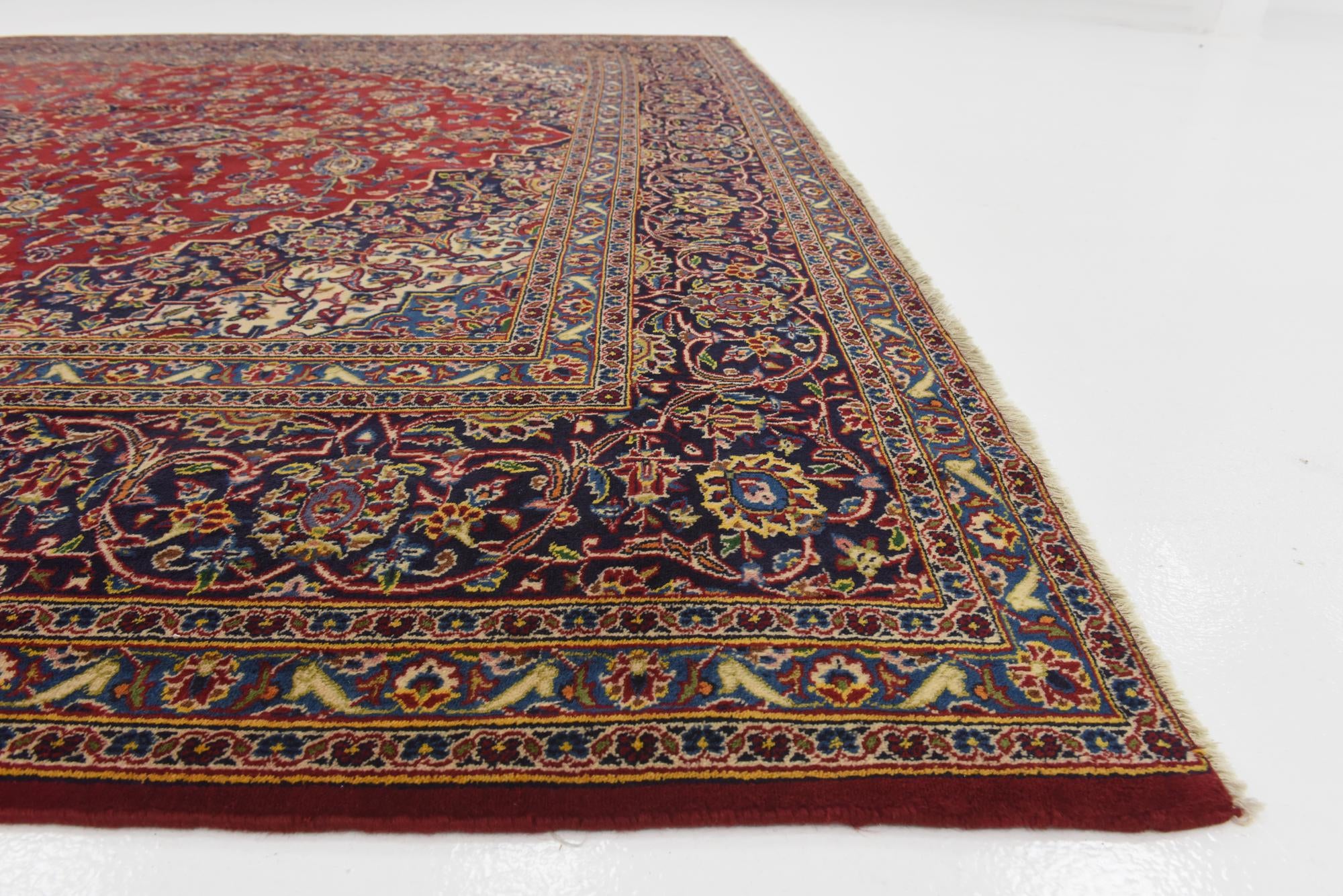 9' 6 x 13' Hand Knotted Kashan Persian Wool Rug