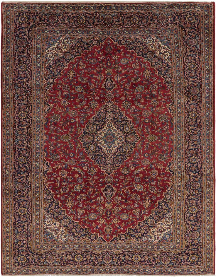 Detail image of 9' 6 x 13' Hand Knotted Kashan Persian Wool Rug