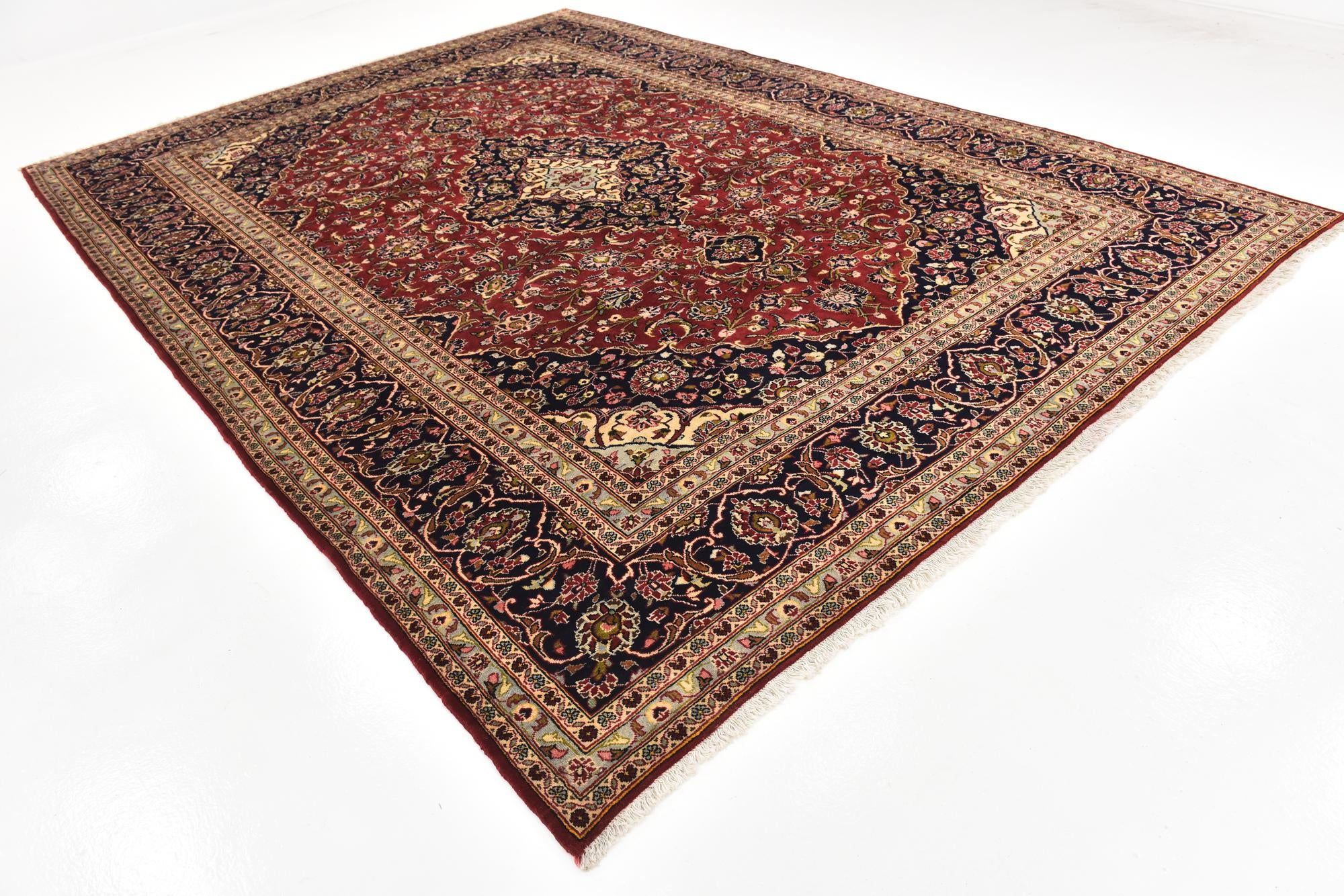9' 8 x 13' 5 Hand Knotted Kashan Persian Wool Rug