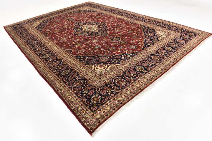 9' 8 x 13' 5 Hand Knotted Kashan Persian Wool Rug