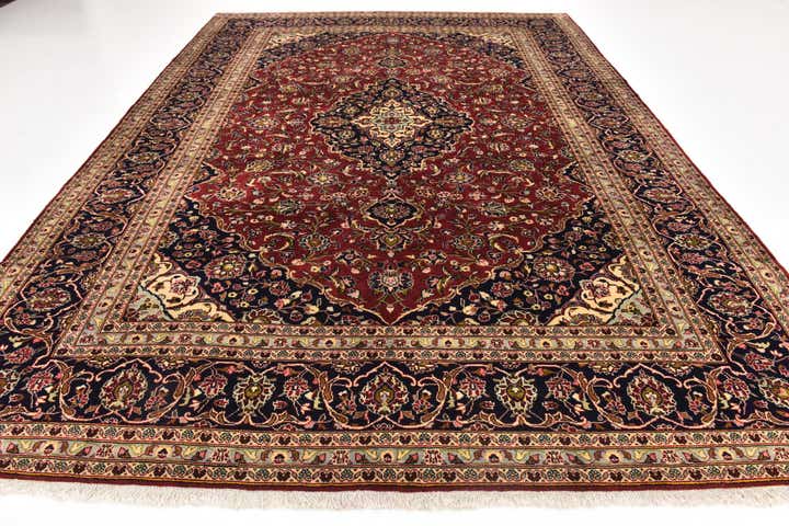 9' 8 x 13' 5 Hand Knotted Kashan Persian Wool Rug