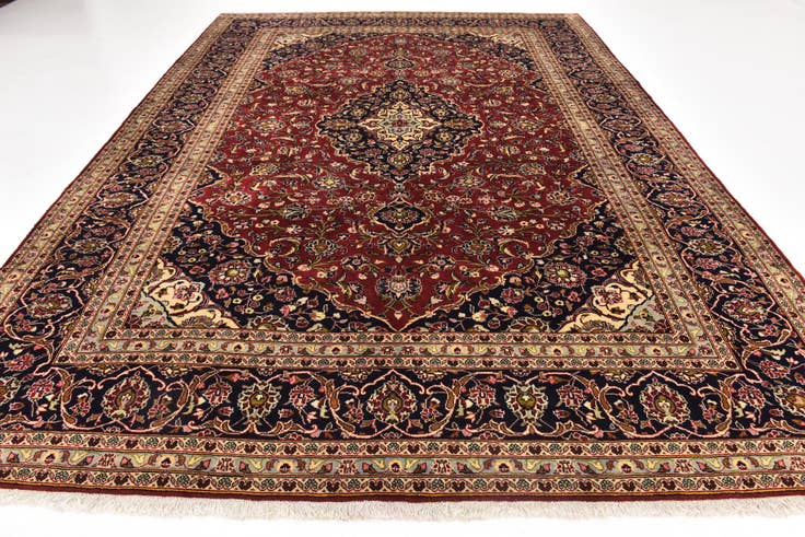 Detail image of 9' 8 x 13' 5 Hand Knotted Kashan Persian Wool Rug