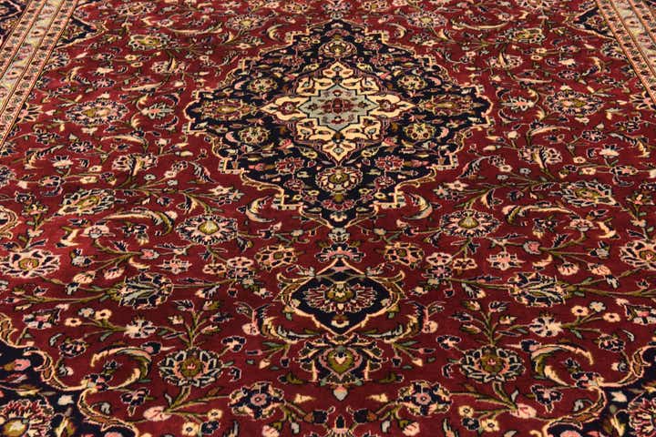 9' 8 x 13' 5 Hand Knotted Kashan Persian Wool Rug