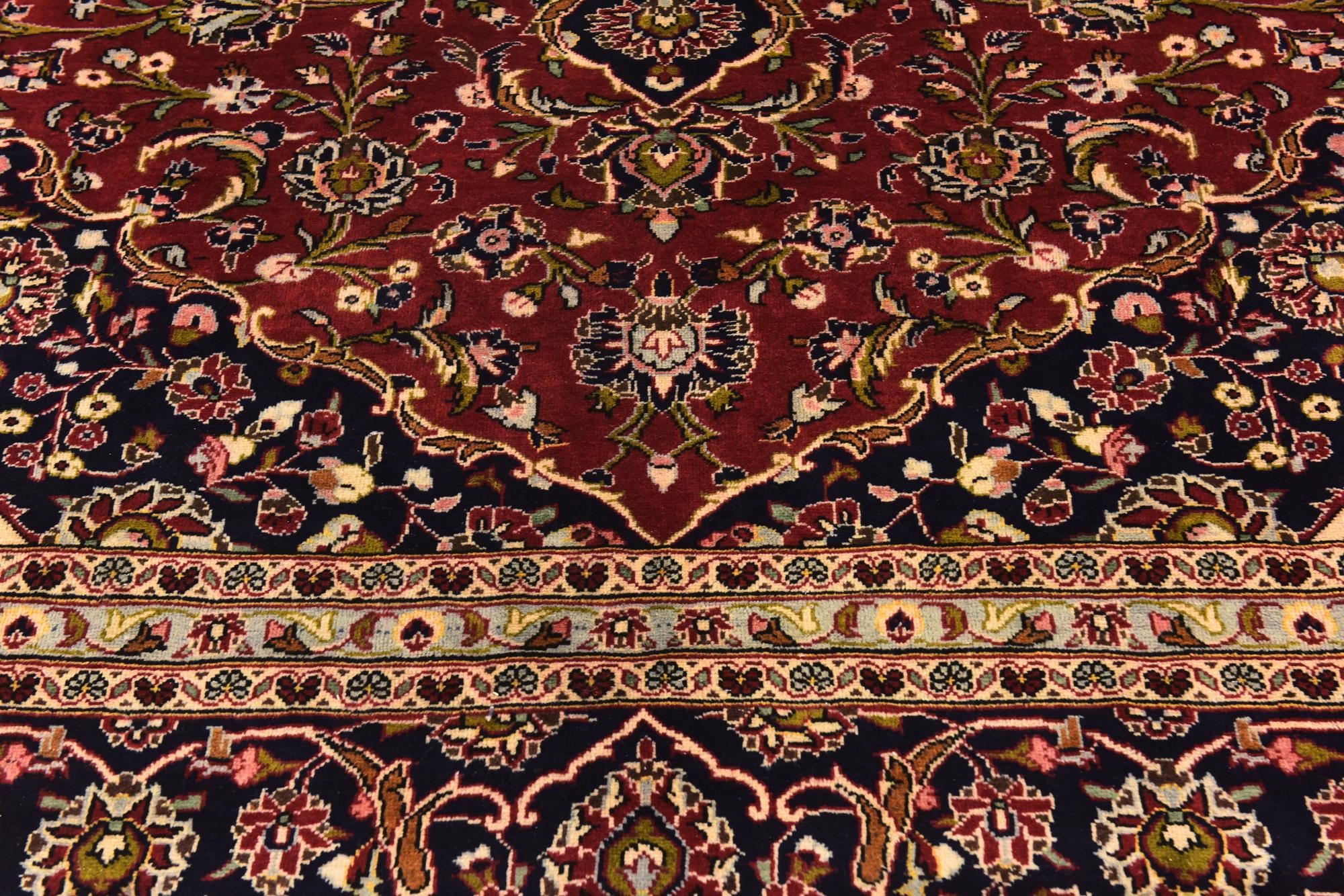 9' 8 x 13' 5 Hand Knotted Kashan Persian Wool Rug