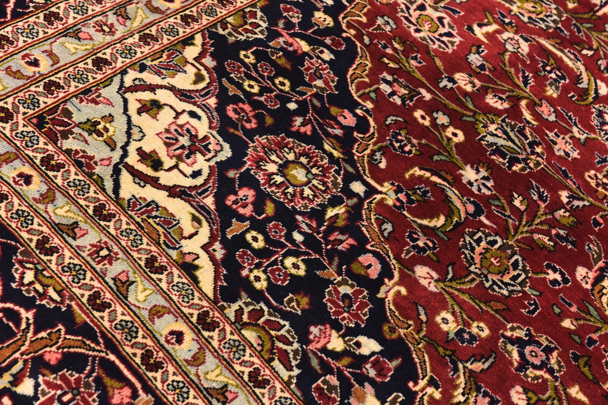 9' 8 x 13' 5 Hand Knotted Kashan Persian Wool Rug