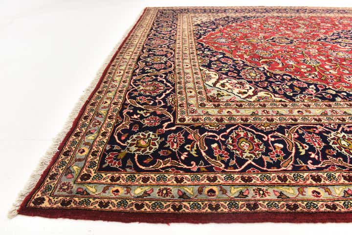 9' 8 x 13' 5 Hand Knotted Kashan Persian Wool Rug