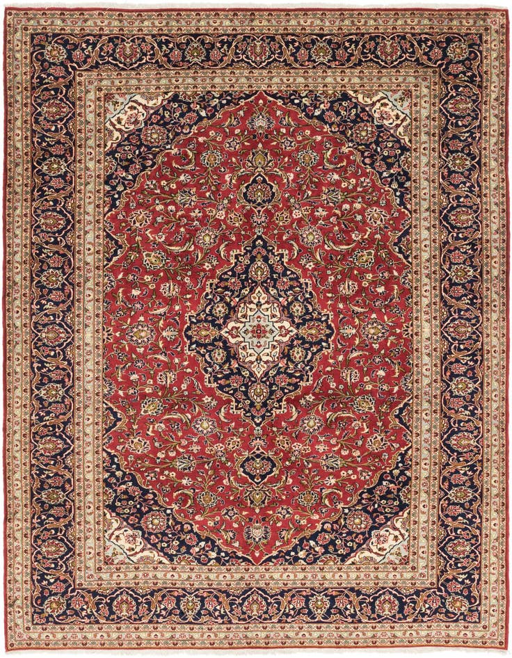 Detail image of 9' 8 x 13' 5 Hand Knotted Kashan Persian Wool Rug