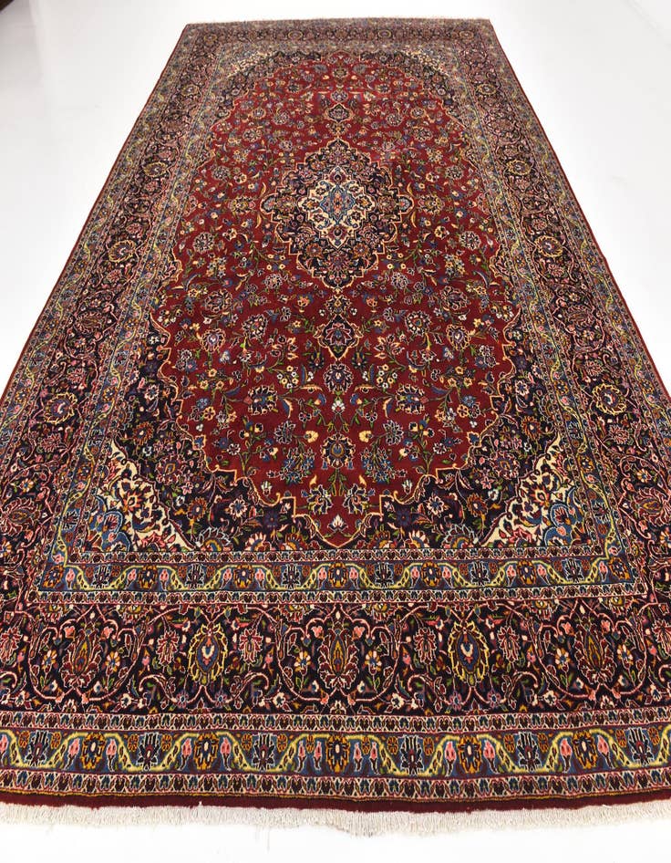 Detail image of 10' 5 x 14' 3 Hand Knotted Kashan Persian Wool Rug