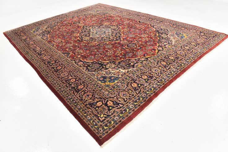 Detail image of 9' 10 x 12' 8 Hand Knotted Kashan Persian Wool Rug