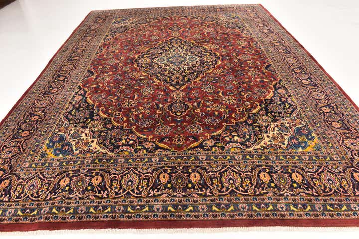 9' 10 x 12' 8 Hand Knotted Kashan Persian Wool Rug
