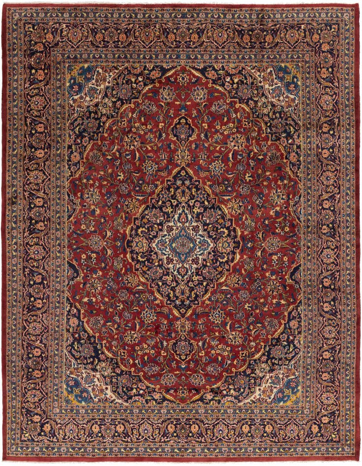 Detail image of 9' 10 x 12' 8 Hand Knotted Kashan Persian Wool Rug