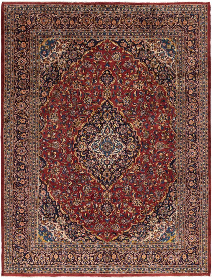 Detail image of 9' 10 x 12' 8 Hand Knotted Kashan Persian Wool Rug