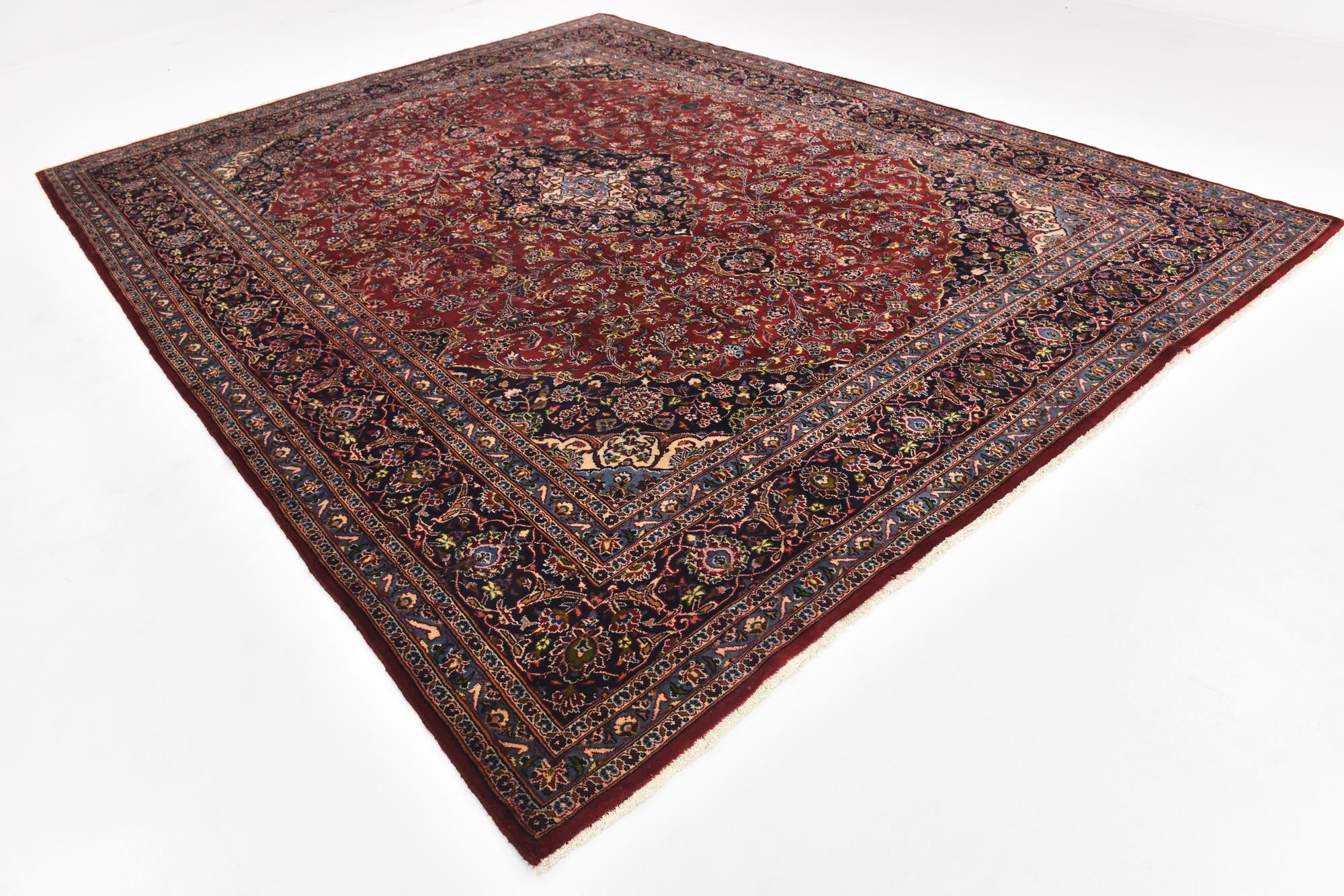 9' 9 x 12' 6 Hand Knotted Kashan Persian Wool Rug