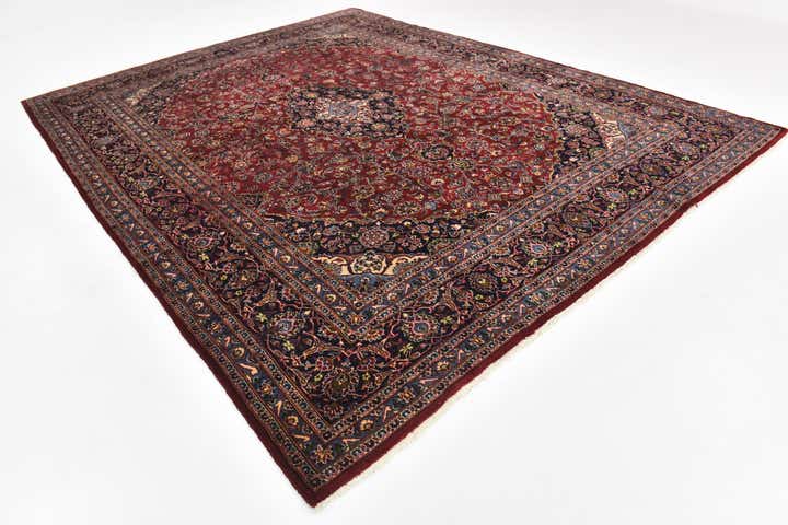 9' 9 x 12' 6 Hand Knotted Kashan Persian Wool Rug