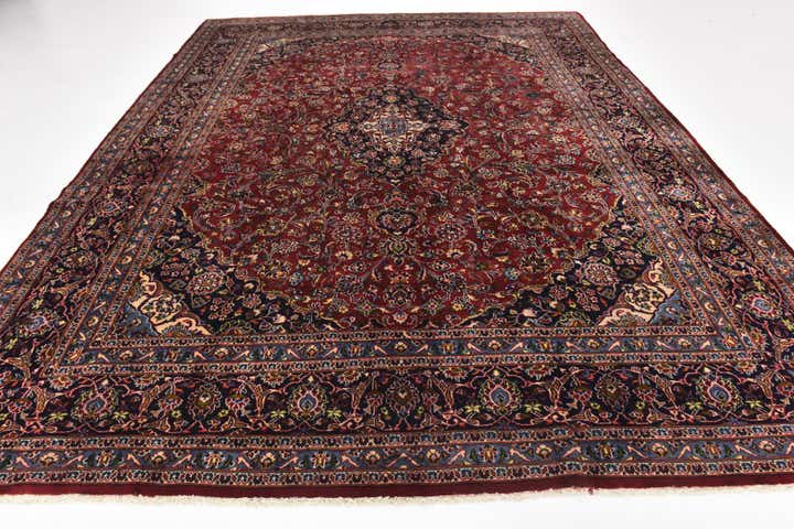 9' 9 x 12' 6 Hand Knotted Kashan Persian Wool Rug