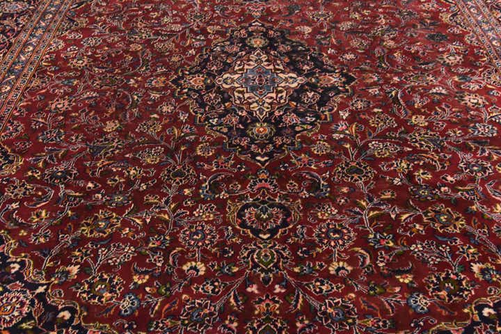 9' 9 x 12' 6 Hand Knotted Kashan Persian Wool Rug