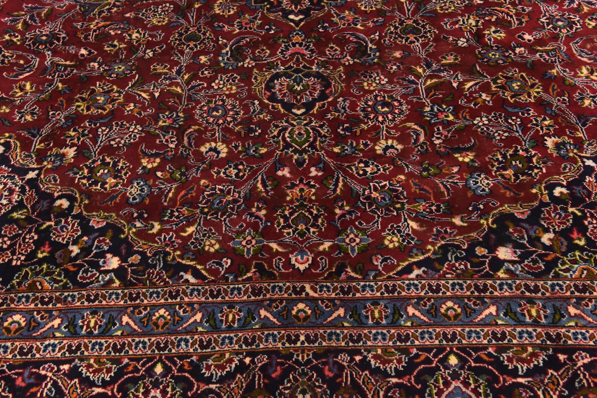 9' 9 x 12' 6 Hand Knotted Kashan Persian Wool Rug