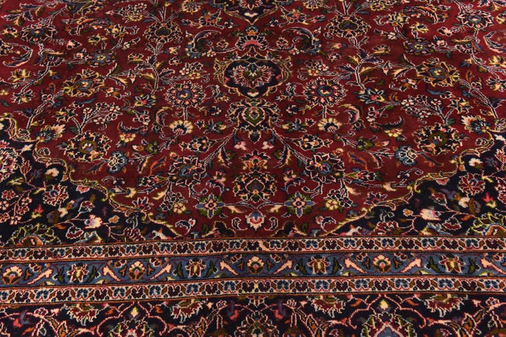 Detail image of 9' 9 x 12' 6 Hand Knotted Kashan Persian Wool Rug