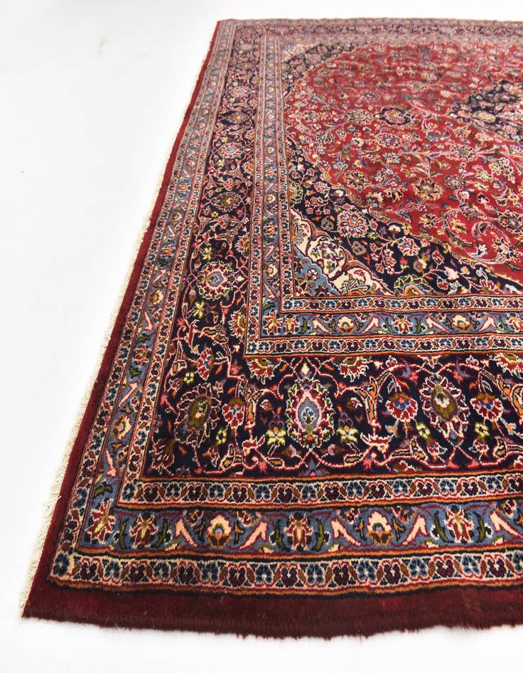 Detail image of 9' 9 x 12' 6 Hand Knotted Kashan Persian Wool Rug