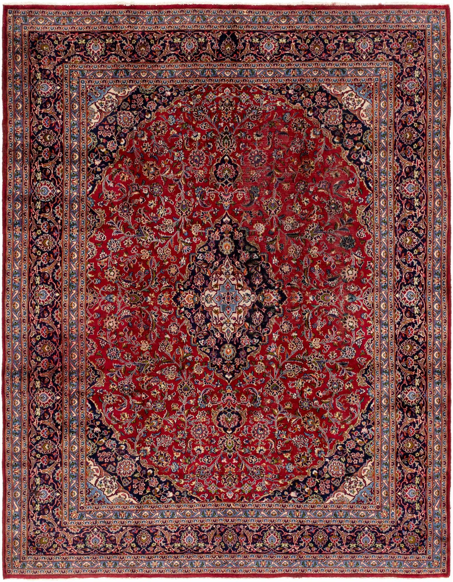 9' 9 x 12' 6 Hand Knotted Kashan Persian Wool Rug