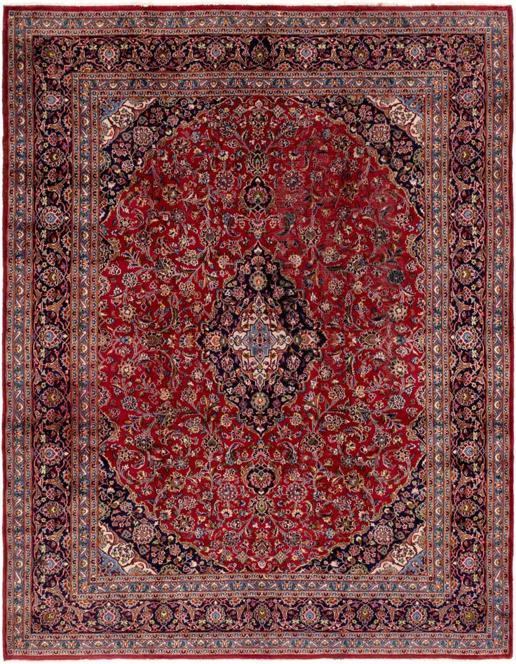 Detail image of 9' 9 x 12' 6 Hand Knotted Kashan Persian Wool Rug