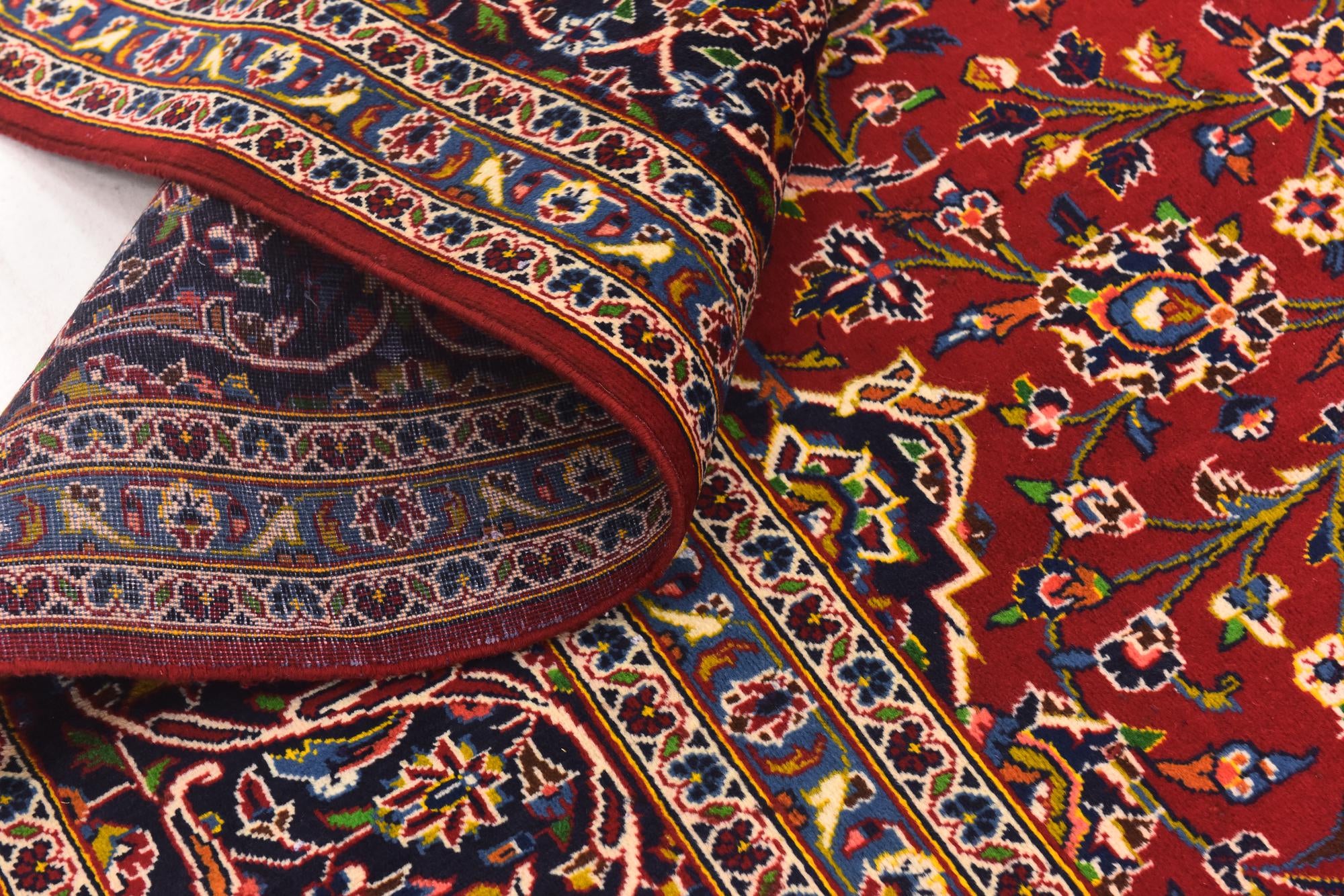 9' 10 x 13' 5 Hand Knotted Kashan Persian Wool Rug